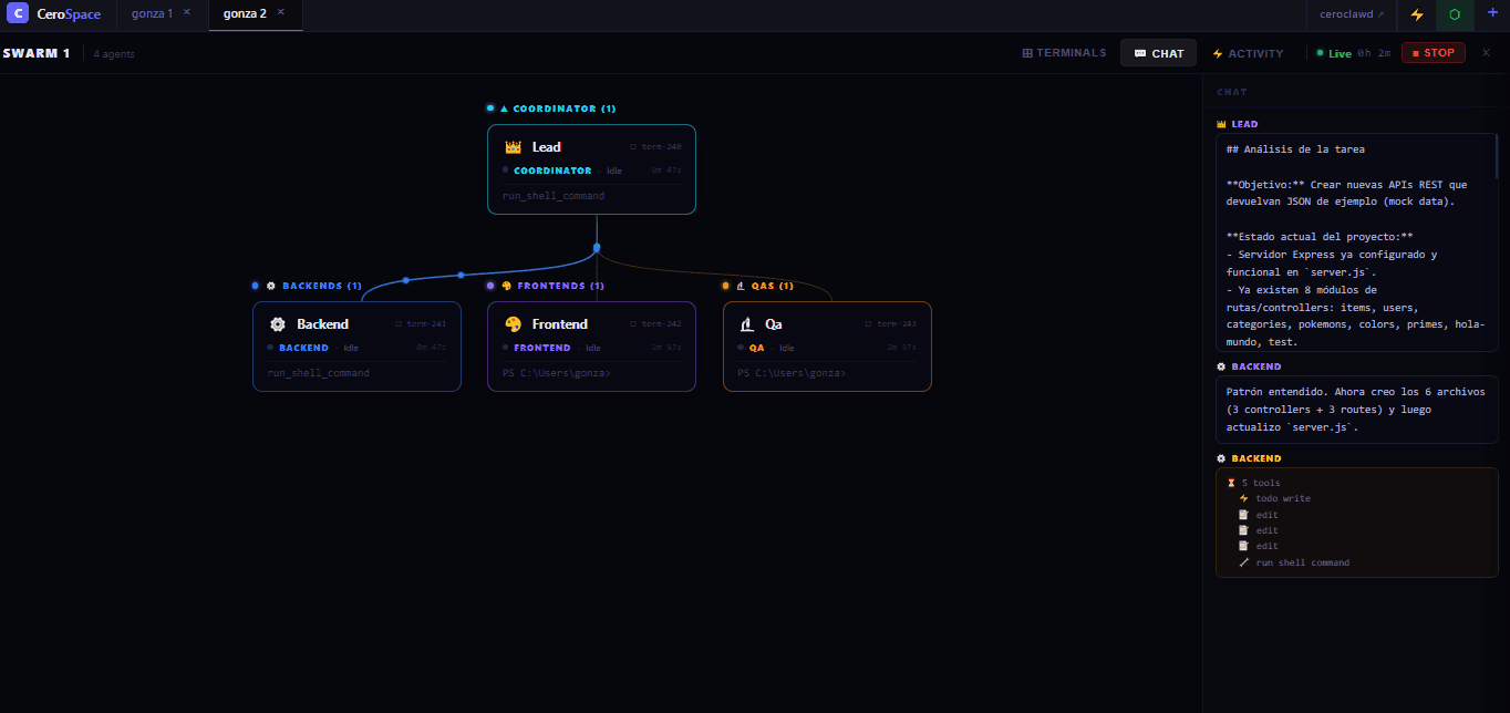 CeroSpace swarm canvas